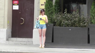 Jeny Smith Walks In Public With Transparent Shorts. Real Flashing Moments